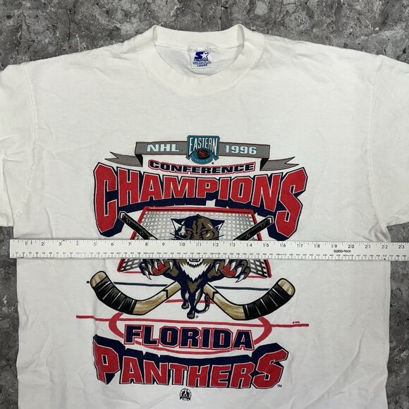 Vtg Florida Panthers Starter T Shirt Sz Large NHL Hockey 1996 Champs READ - Picture 10 of 11